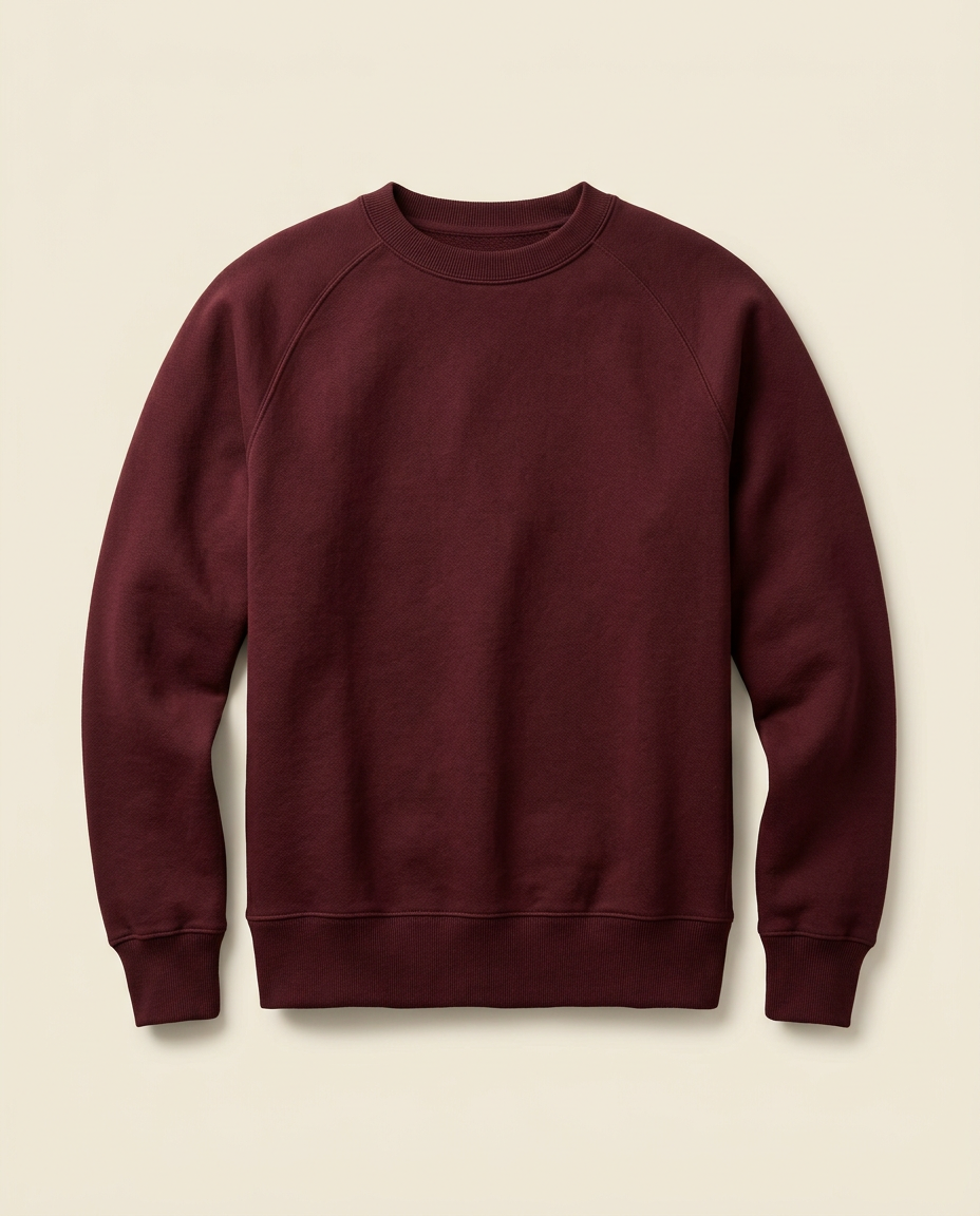 Arc Crewneck in Oxblood, front view