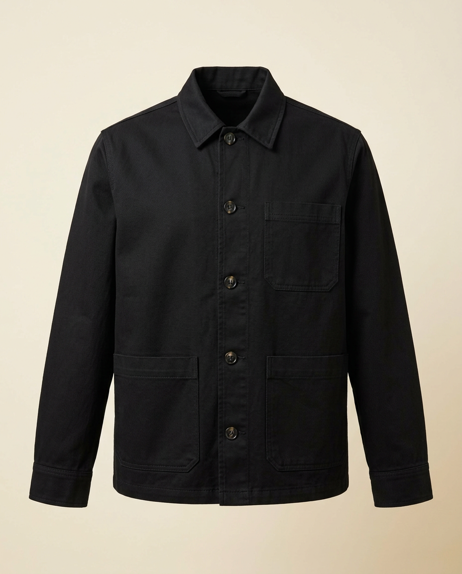 Frame Chore Jacket in Black, front view