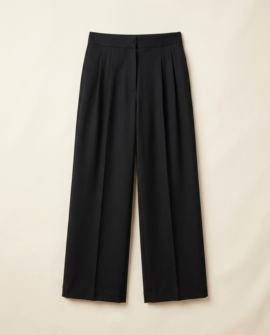 Pleat Trouser in Black, front view