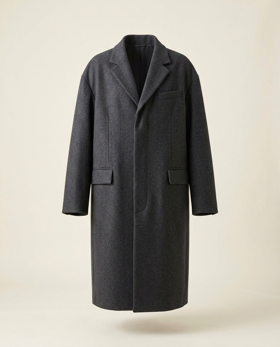 Volume Overcoat in Charcoal, front view